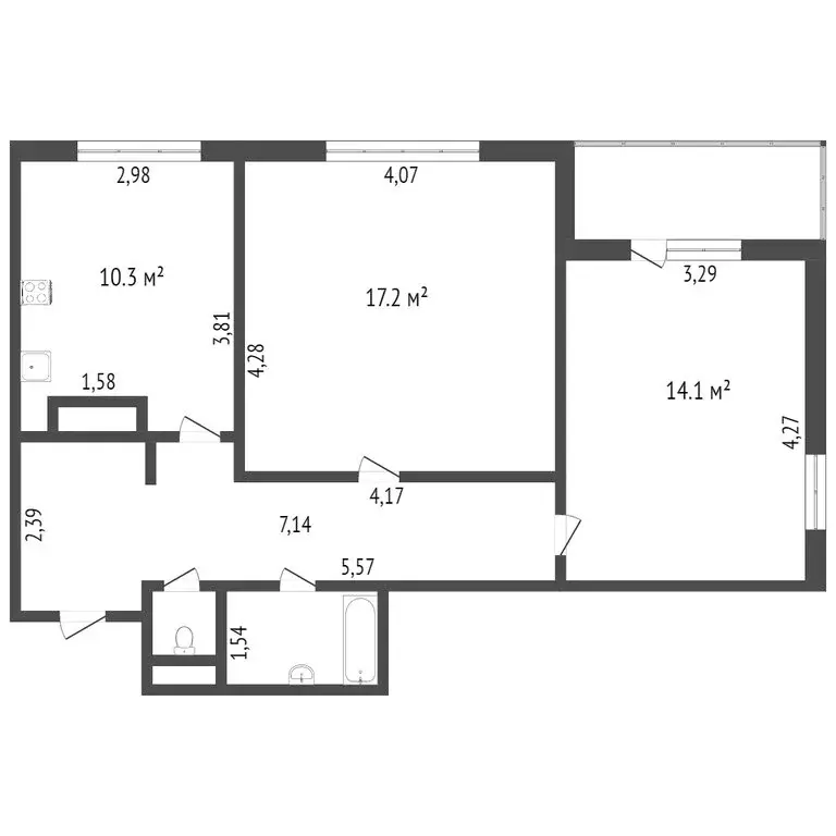 2-комнатная квартира: Тюмень, Суходольская улица, 18 (57.2 м) - Фото 1