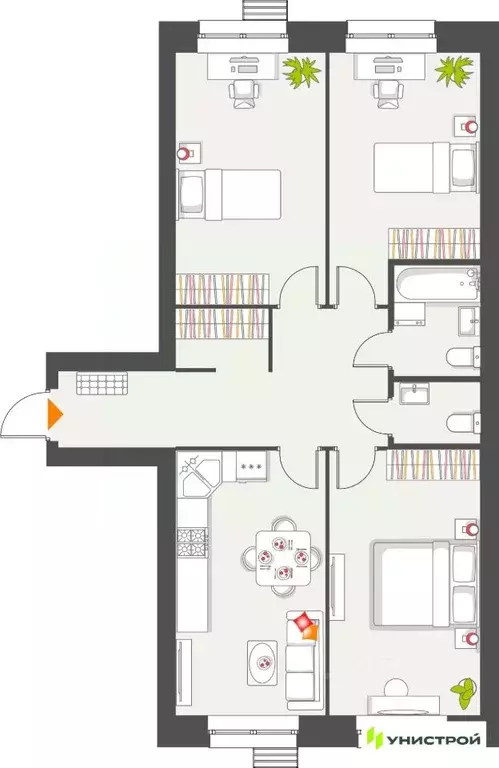 3-к кв. Татарстан, с. Высокая Гора Атмосфера жилой комплекс (81.69 м) - Фото 1