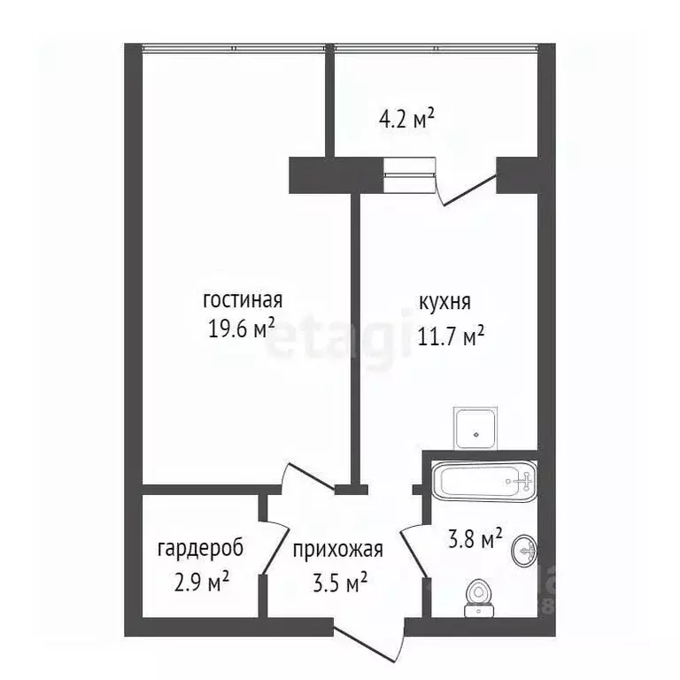 1-к кв. Красноярский край, Красноярск ул. Авиаторов, 4Г (41.7 м) - Фото 1