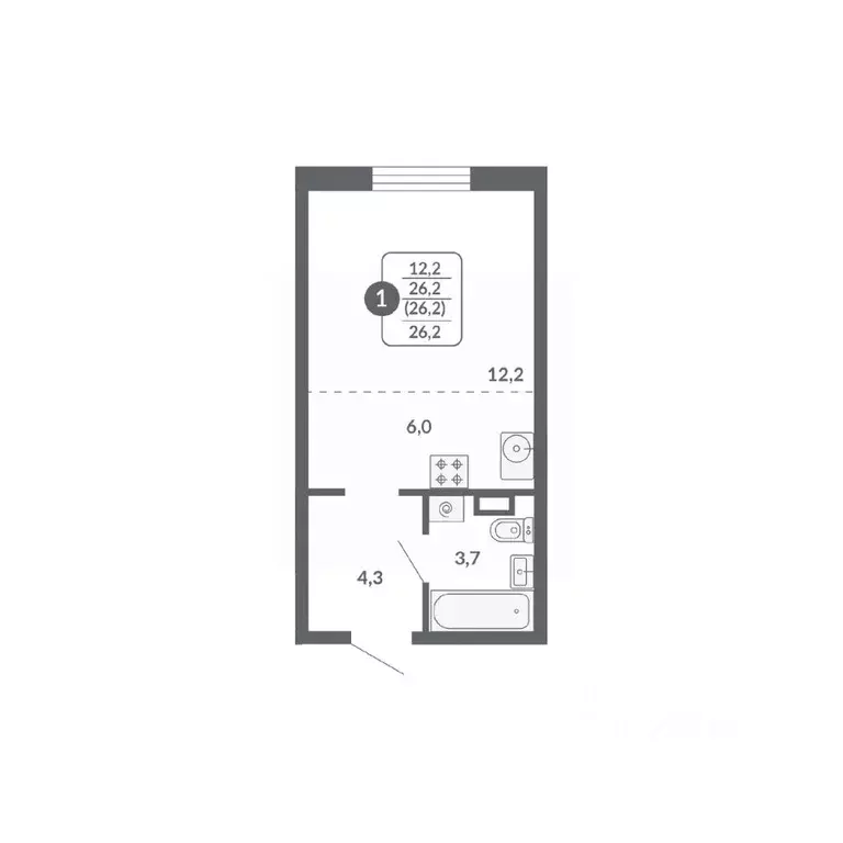 Студия Кировская область, Киров ул. Пушкина, 25 (26.2 м) - Фото 1