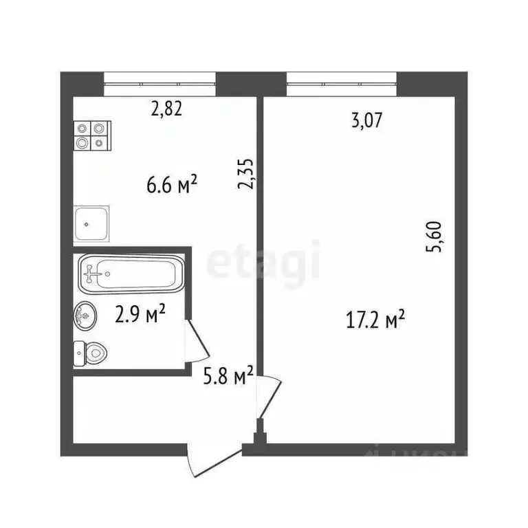 1-к кв. Омская область, Омск Крутая Горка мкр, ул. Силина, 11 (32.9 м) - Фото 1