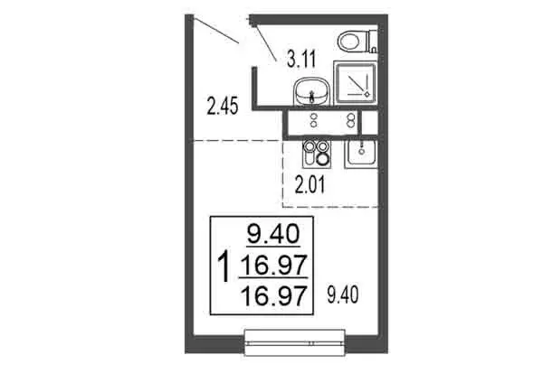 Квартира-студия: Лыткарино, 6-й микрорайон, 15Д (16.97 м) - Фото 0