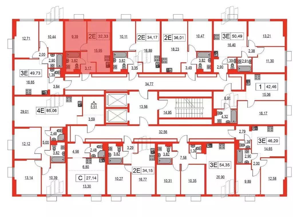 Квартира, 1 комната, 32.33 м - Фото 1