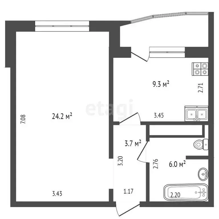 1-комнатная квартира: Тюмень, улица Московский Тракт, 150 (43.5 м) - Фото 1