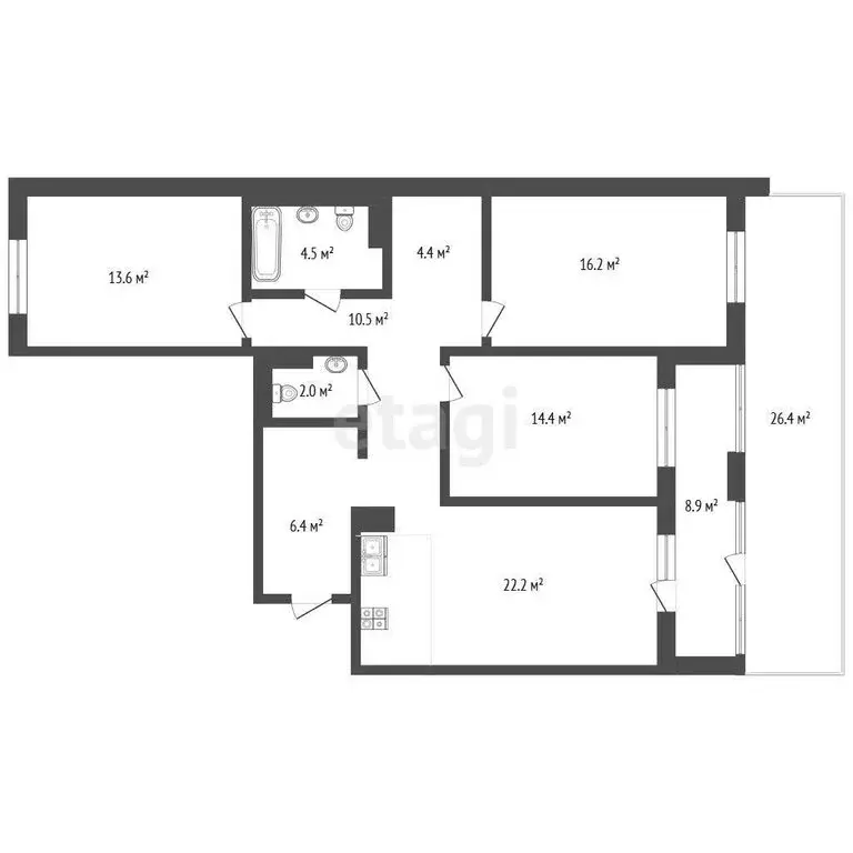 3-комнатная квартира: Ембаево, Бульварная улица, 7 (94.2 м) - Фото 1
