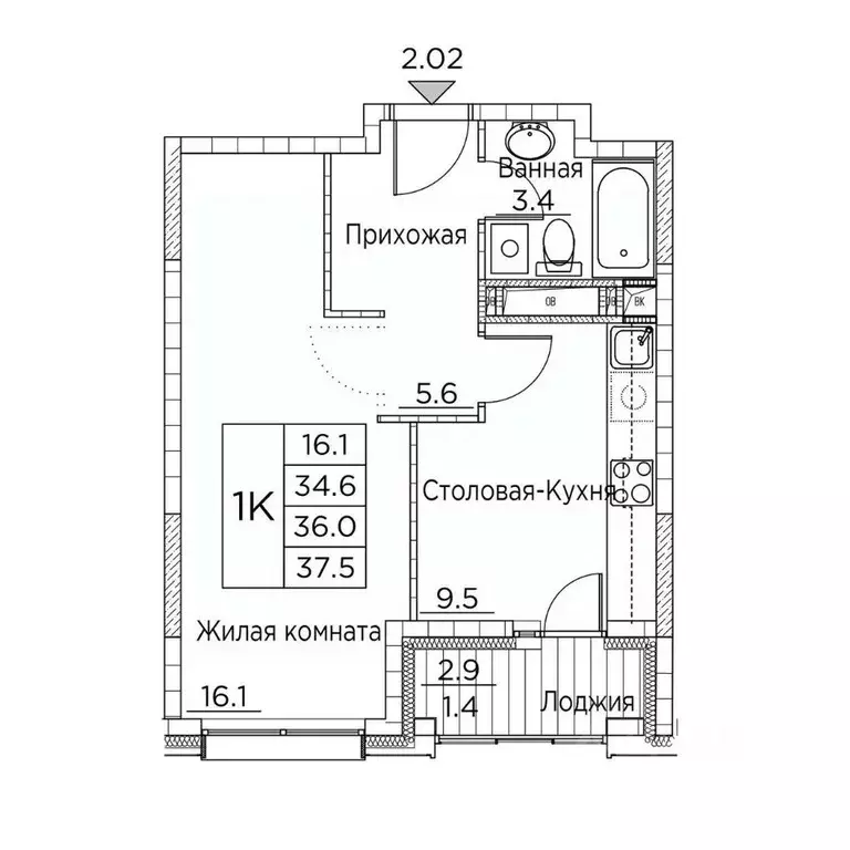 1-к кв. Приморский край, Владивосток ул. Расула Гамзатова, 7к3 (37.5 ... - Фото 0
