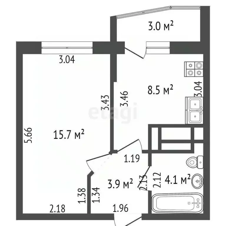 1-к кв. московская область, красногорск ул. игоря мерлушкина, 10 (32.2 . - Фото 1