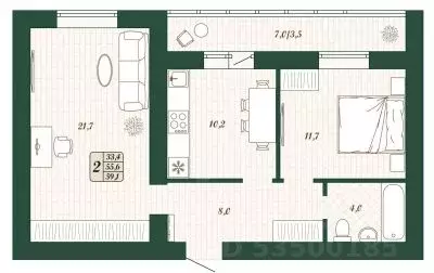 2-к кв. Самарская область, Волжский район, Смышляевка городское ... - Фото 1