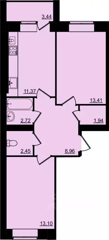 2-к кв. Костромская область, Кострома Московская ул., 100А (55.67 м) - Фото 0