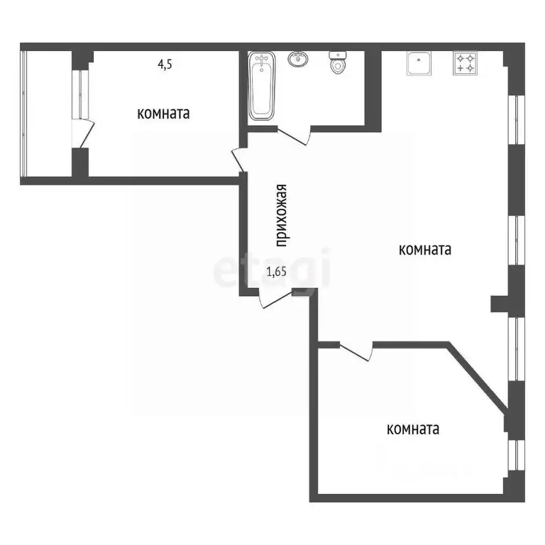 3-к кв. Красноярский край, Красноярск ул. Парижской Коммуны, 44 (74.7 ... - Фото 1