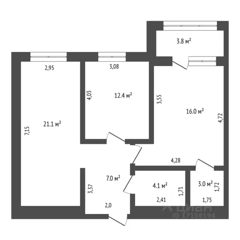 2-к кв. Тюменская область, Тюмень ул. Разведчика Кузнецова, 16 (67.0 ... - Фото 2