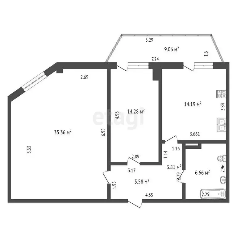 2-комнатная квартира: Абакан, улица Некрасова, 41 (79 м) - Фото 1