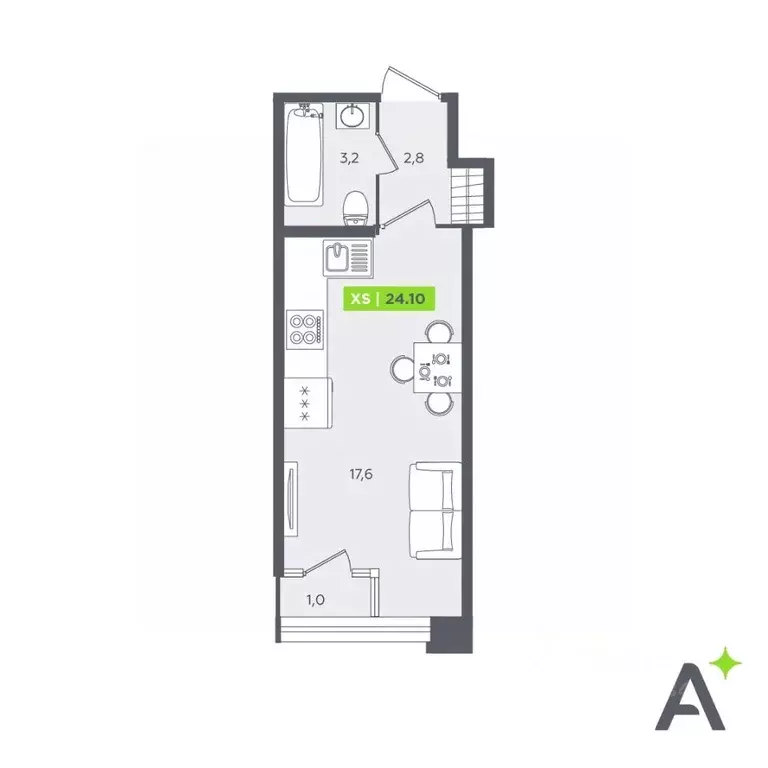 Студия Санкт-Петербург Планерная ул., 87к1 (24.1 м) - Фото 0