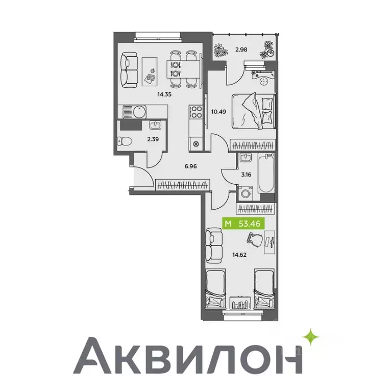2-к кв. Архангельская область, Северодвинск Аквилон Север жилой ... - Фото 0