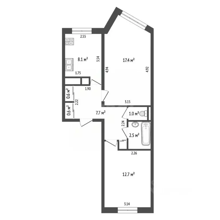 2-к кв. Архангельская область, Котлас ул. Кузнецова, 13 (51.2 м) - Фото 2