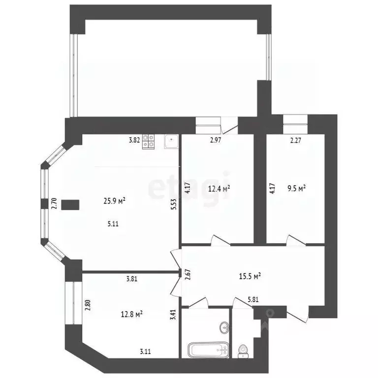 4-к кв. Ханты-Мансийский АО, Сургут Университетская ул., 29 (82.0 м) - Фото 2