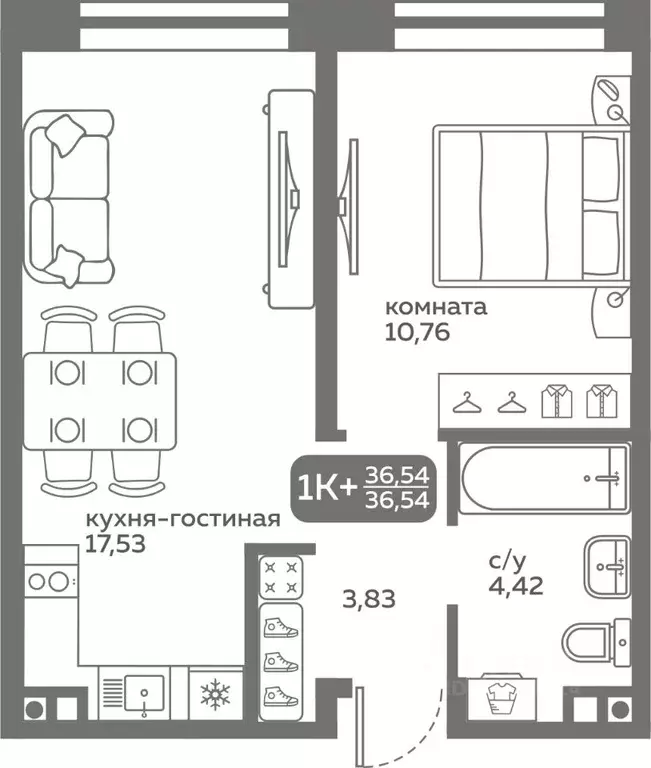 1-к кв. Тюменская область, Тюмень ул. Вадима Бованенко, 10 (36.54 м) - Фото 0