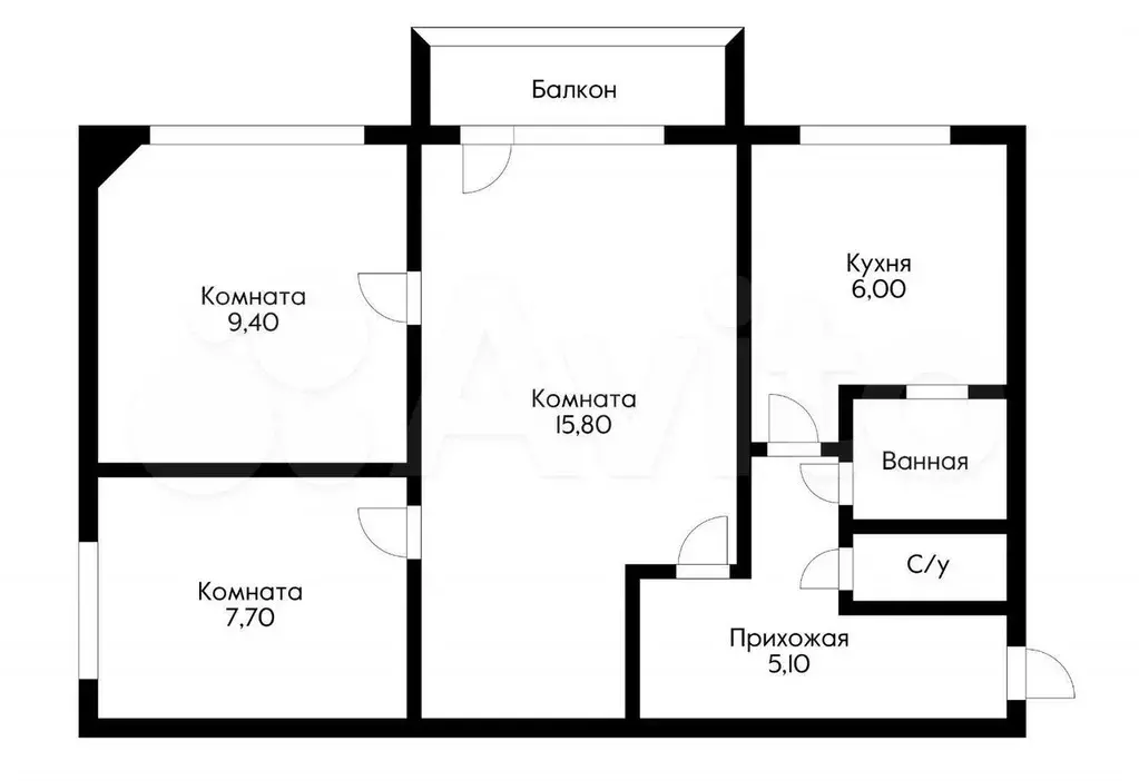 3-к. квартира, 49,1 м, 4/5 эт. - Фото 0