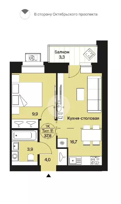 2-комнатная квартира: Сыктывкар, Весенняя улица, 11 (37.8 м) - Фото 1