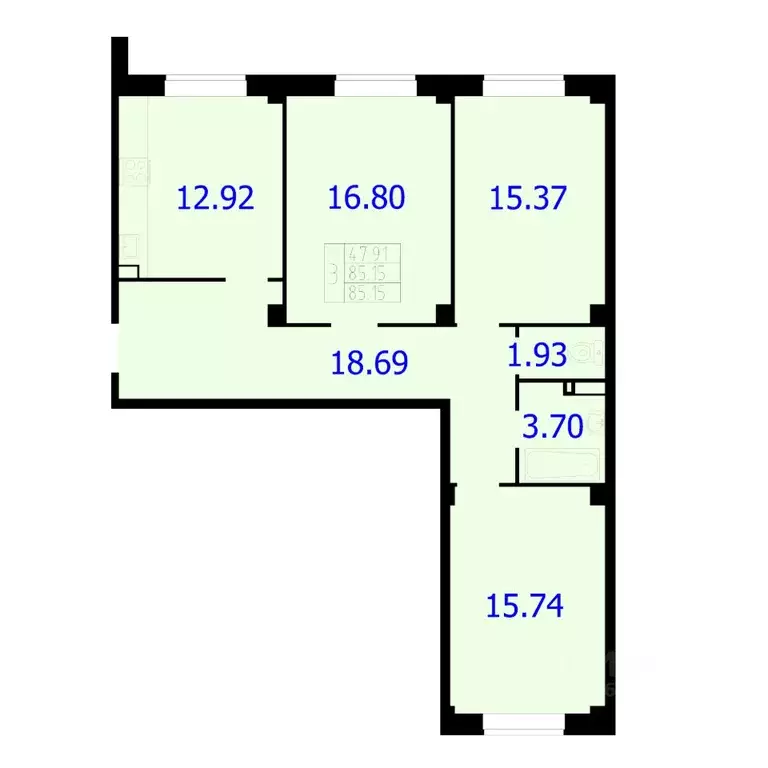 3-к кв. Красноярский край, Красноярск Северное ш., 50А (85.15 м) - Фото 0