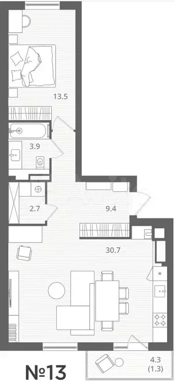 2-к. квартира, 64,6 м, 4/7 эт. - Фото 1