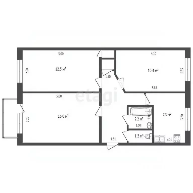 3-к кв. Ханты-Мансийский АО, Нефтеюганск 13-й мкр, 32 (57.5 м) - Фото 0