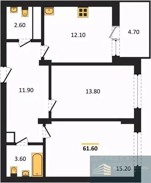 2-к кв. Воронежская область, Воронеж бул. Содружества, 1 (61.6 м) - Фото 0