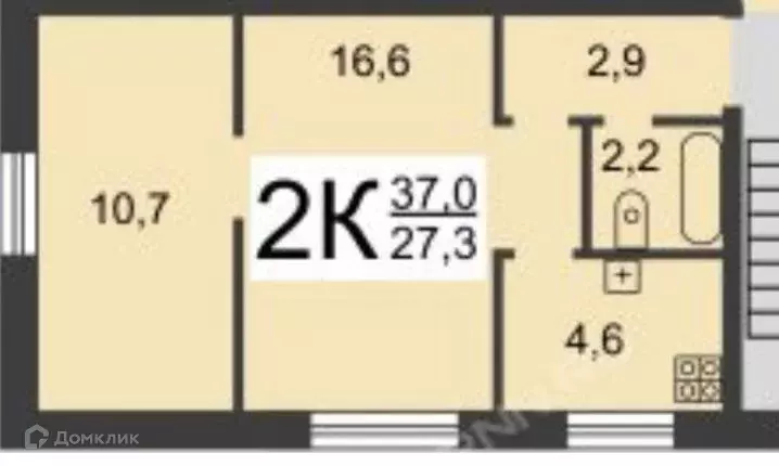 Продаётся 2-к квартира, 37.2 м - Фото 1