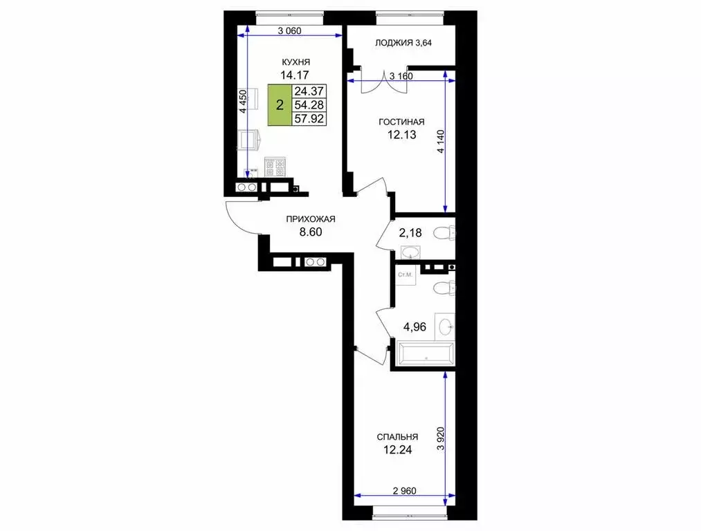 2-комнатная квартира: Гурьевск, улица Героя России Катериничева, 2к4 ... - Фото 1