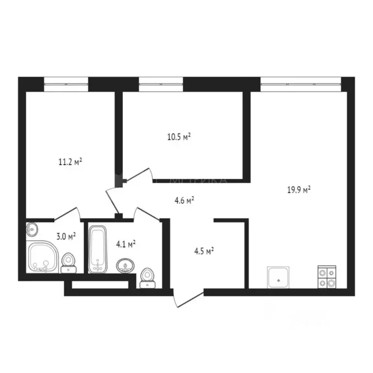 2-к кв. Тюменская область, Тюмень ул. Александра Звягина, 12 (57.94 м) - Фото 2