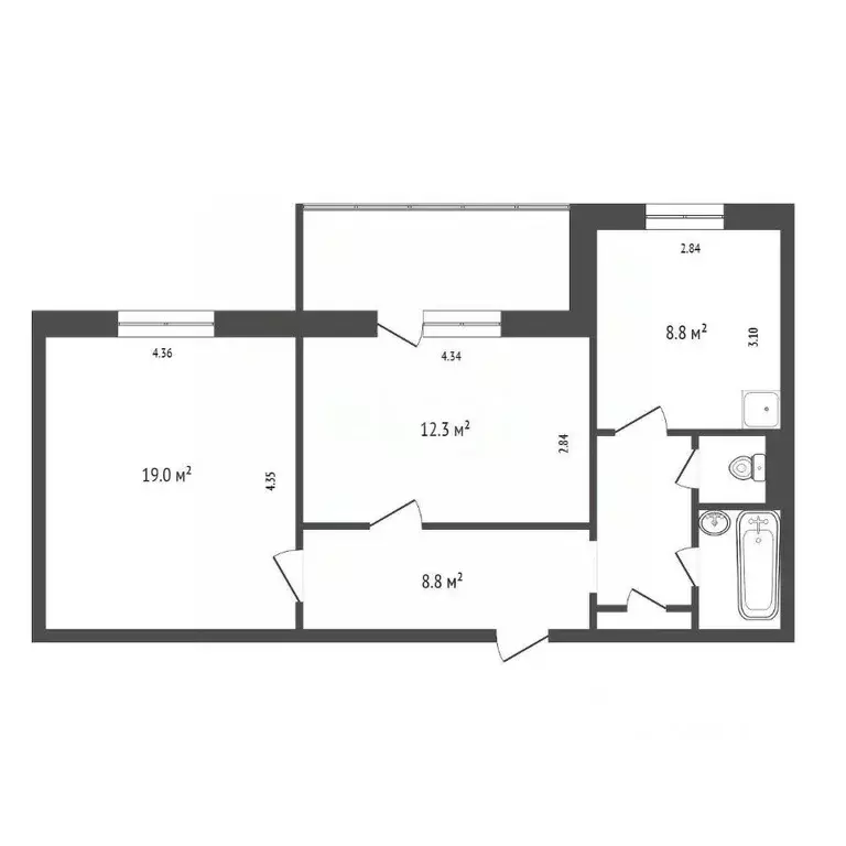 2-к кв. Красноярский край, Красноярск Крайняя ул., 2 (54.5 м) - Фото 2