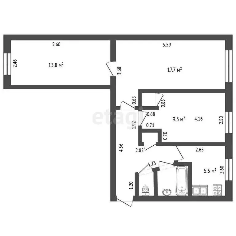 3-комнатная квартира: Калуга, улица Калинина, 18 (58.1 м) - Фото 0