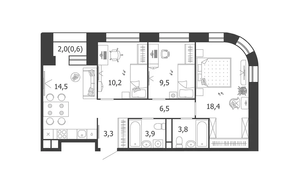 Продаётся квартира-студия, 70.7 м - Фото 0
