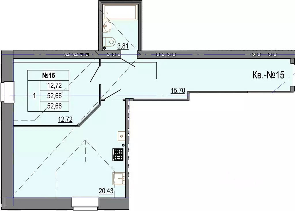 1-к кв. Костромская область, Кострома ул. Козуева, 114 (52.66 м) - Фото 1