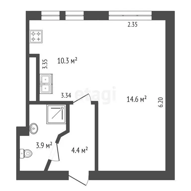 1-комнатная квартира: Омск, улица Декабристов, 130 (32.3 м) - Фото 1
