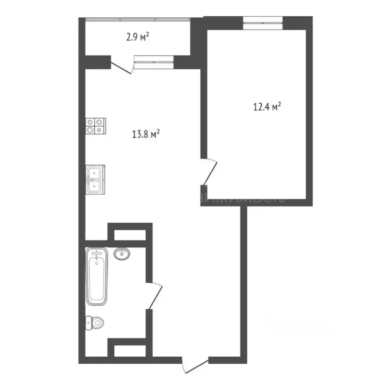 1-к кв. Тюменская область, Тюмень ул. Мельникайте, 36к1 (40.7 м) - Фото 1