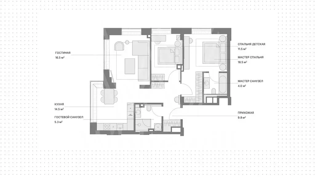 3-комнатная квартира: Москва, Поклонная улица, 9 (87 м) - Фото 1