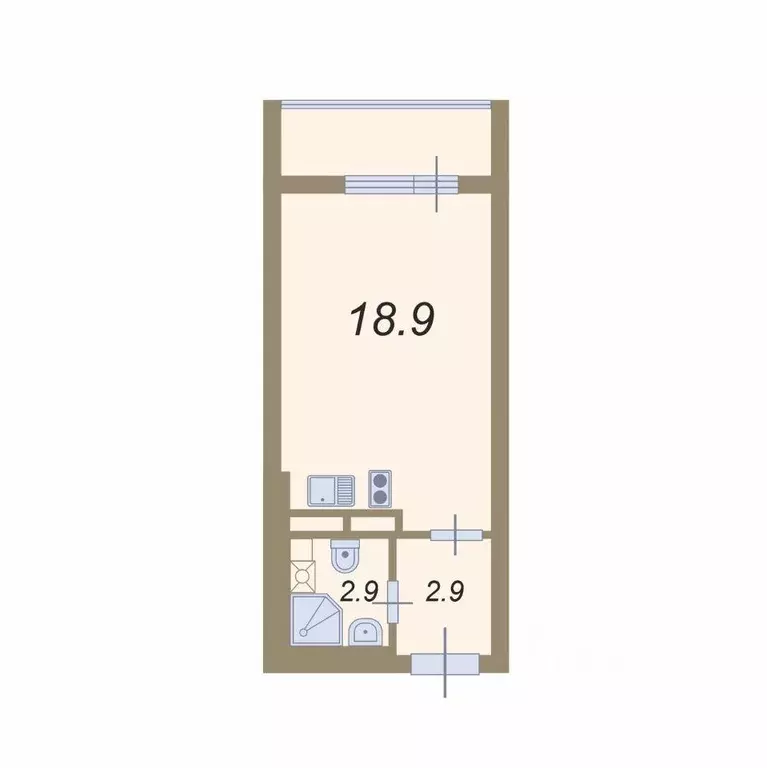 Квартира, студия, 24.7 м - Фото 1