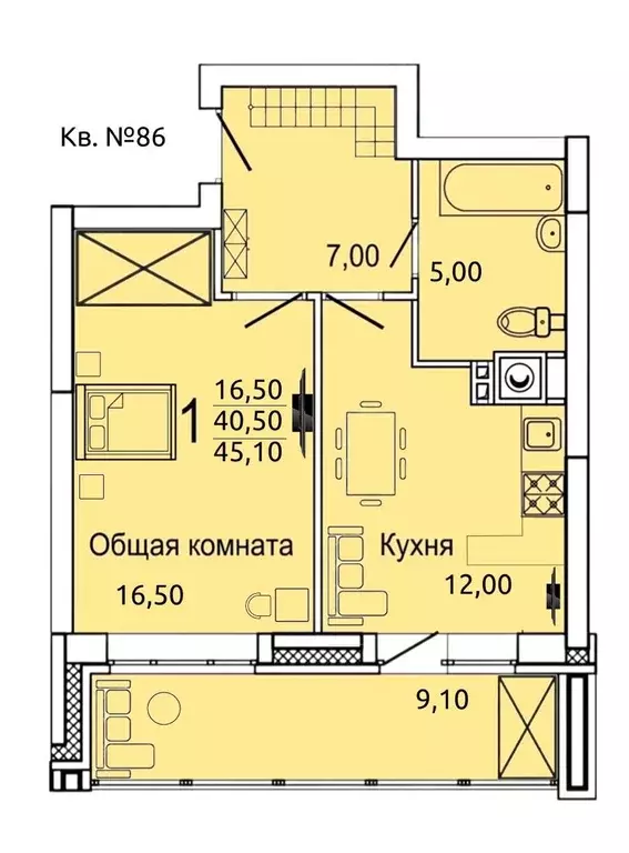 Продаётся 1-к квартира, 45.1 м - Фото 0