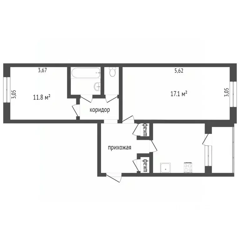 2-к кв. Ханты-Мансийский АО, Сургут Югорская ул., 20 (54.9 м) - Фото 2