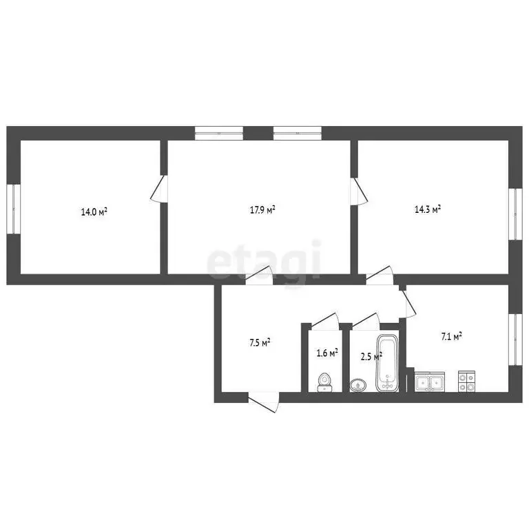3-комнатная квартира: Стерлитамак, микрорайон Первомайский, улица ... - Фото 1