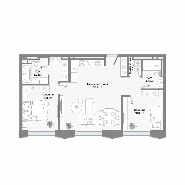 2-комнатная квартира: Москва, Ленинский проспект, 2 (81.4 м) - Фото 1