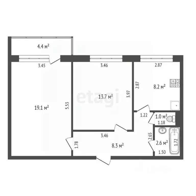 2-к кв. Самарская область, Самара просп. Карла Маркса, 272 (52.9 м) - Фото 1