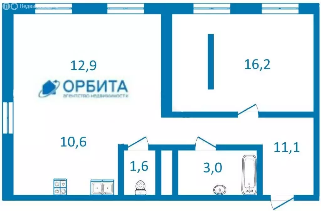 1-комнатная квартира: Тюмень, Новгородская улица, 3 (55.2 м) - Фото 1