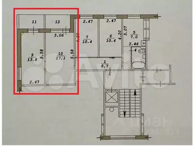 Комната 32м в 4-к., 2/9эт. - Фото 0