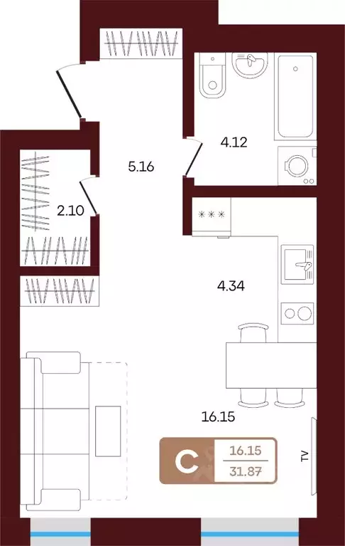 1-к кв. Башкортостан, Иглинский район, с. Акбердино  (31.87 м) - Фото 1