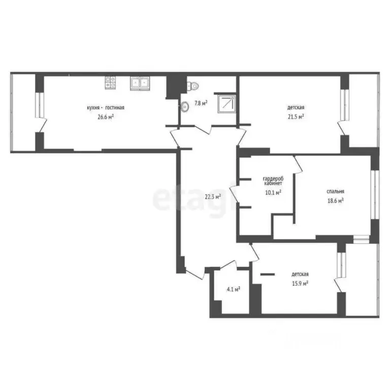 3-к кв. Тюменская область, Тюмень ул. Малыгина, 90 (129.5 м) - Фото 1