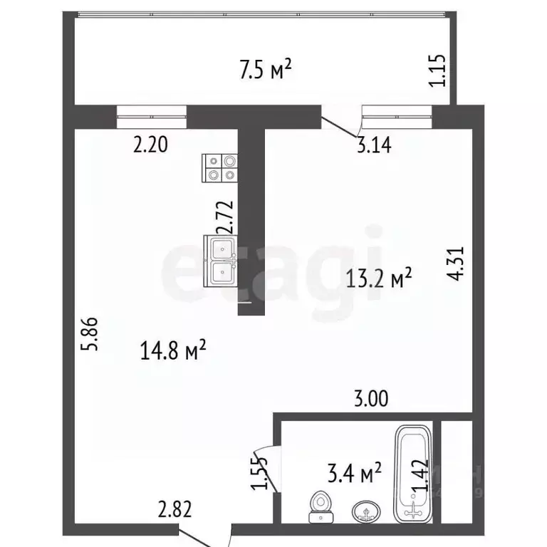 1-к кв. Крым, Ялта муниципальный округ, Гурзуф пгт ул. Ялтинская, 20 ... - Фото 2