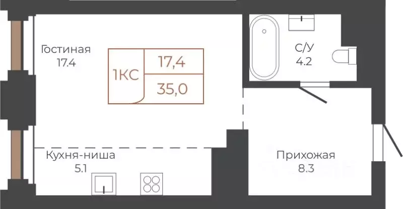 1-к кв. Алтайский край, Барнаул пл. Баварина, 8к2 (35.0 м) - Фото 0