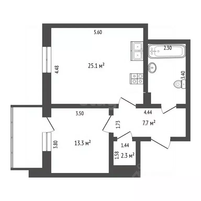 1-к кв. Тюменская область, Тюмень Самарская ул., 20 (56.3 м) - Фото 1